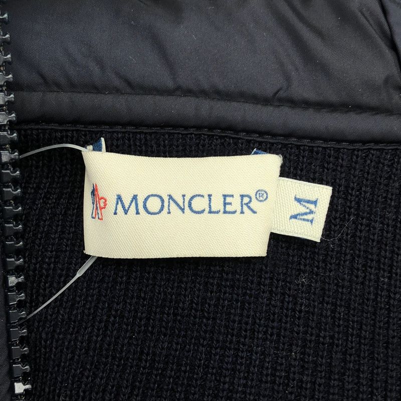 Moncler Maglione Tricot Cardigan Hybrid Nylon Knit Down Hoodie Navy