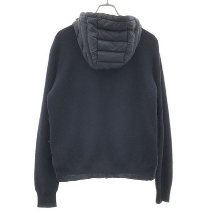 Moncler Maglione Tricot Cardigan Hybrid Nylon Knit Down Hoodie Navy