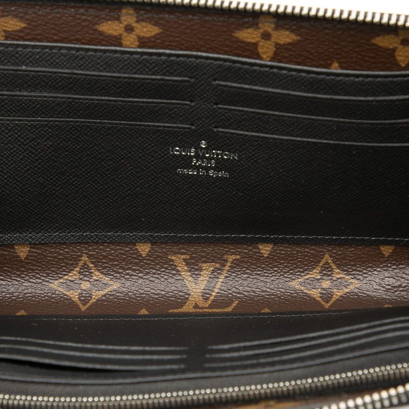 Louis Vuitton Monogram Macassar Zippy Dragonne L-shaped Zipper Wallet Brown