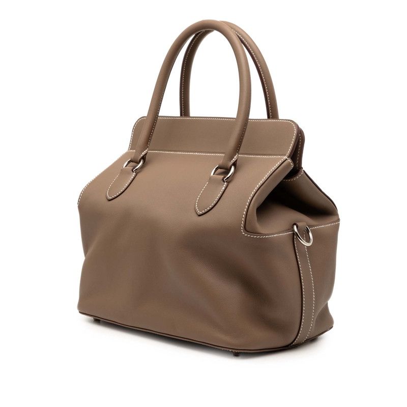 Hermes Toolbox 26 2-Way Shoulder Bag Etoupe Silver Voswift