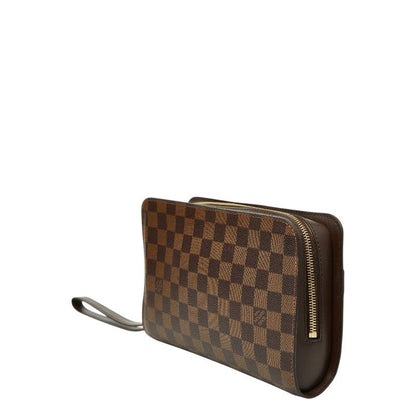 Louis Vuitton Damier Saint Clutch Brown Leather