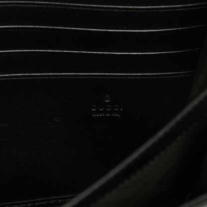 Gucci GG Marmont Chain Wallet Shoulder Bag Black Leather