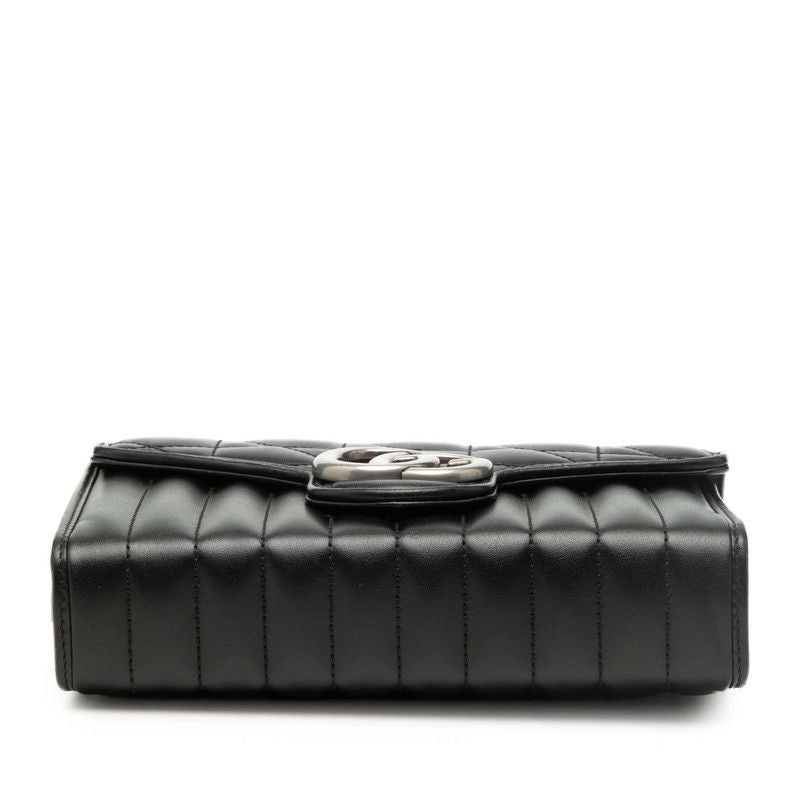 Gucci GG Marmont Chain Wallet Shoulder Bag Black Leather