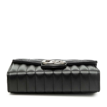 Gucci GG Marmont Chain Wallet Shoulder Bag Black Leather