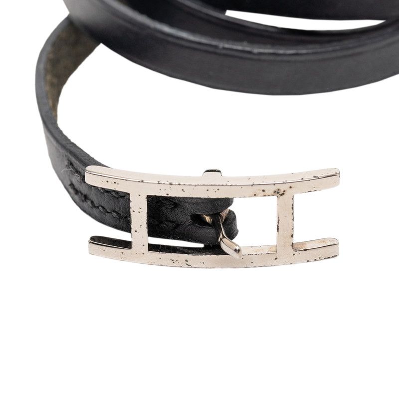 Hermes Api Long Bracelet Black Leather