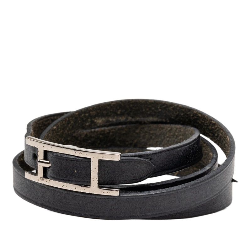 Hermes Api Long Bracelet Black Leather