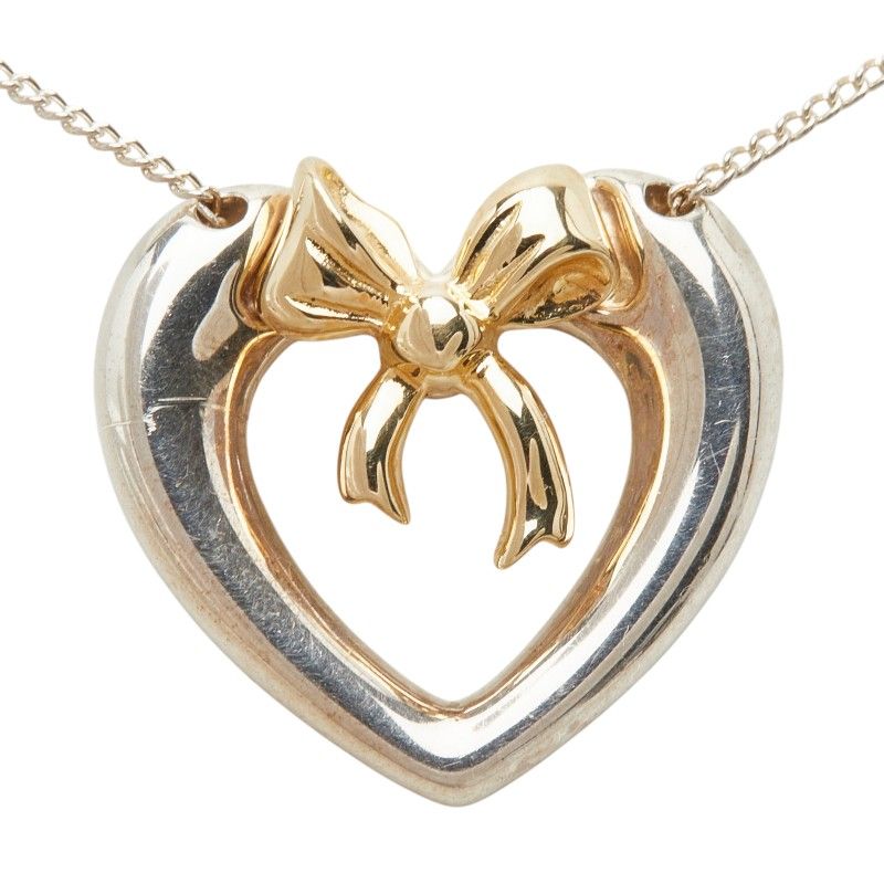 Tiffany & Co Heart Ribbon Necklace Yellow Gold
