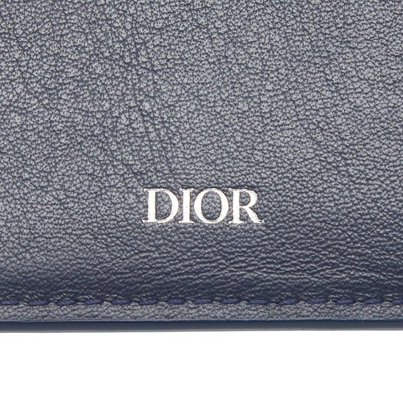Dior Card Case Navy Leather