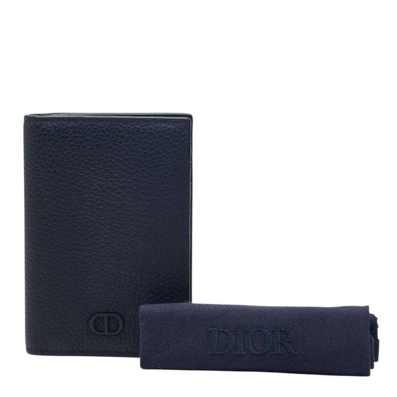 Dior Card Case Navy Leather