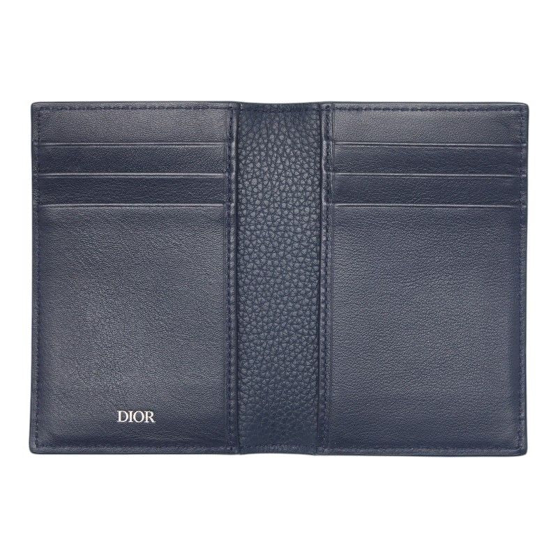 Dior Card Case Navy Leather