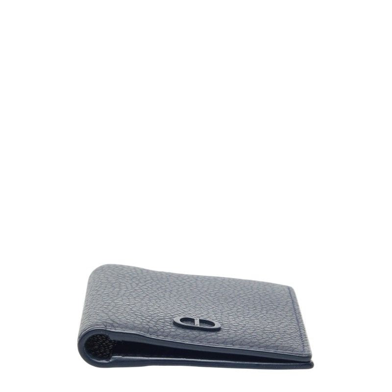 Dior Card Case Navy Leather
