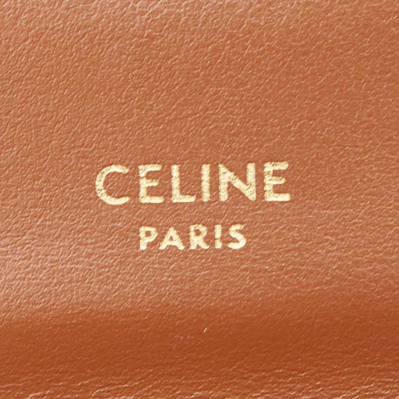 Celine Triomphe Small Flap Wallet Trifold Beige Ivory Leather