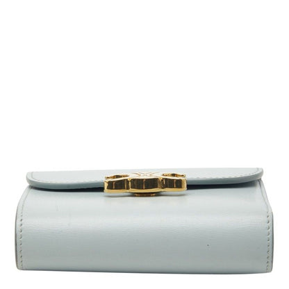 Celine Triomphe Small Flap Wallet Trifold Light Blue Leather