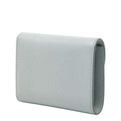 Celine Triomphe Small Flap Wallet Trifold Light Blue Leather