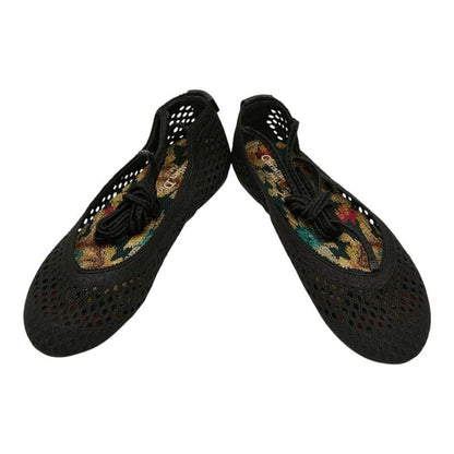 Dior Cdlogo Mesh Flat Ballet Shoes 37.5 Black Fabric