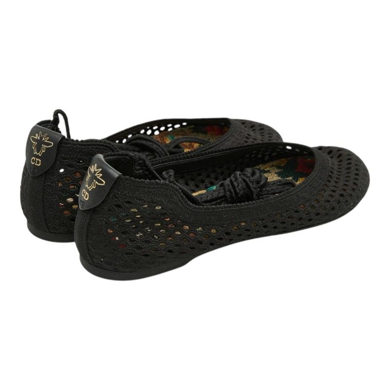 Dior Cdlogo Mesh Flat Ballet Shoes 37.5 Black Fabric