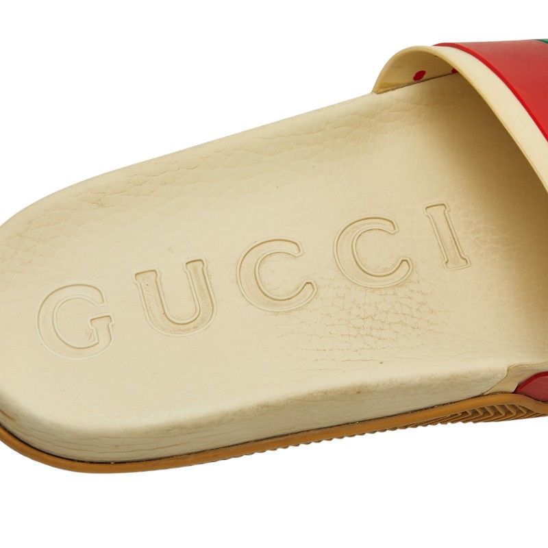 Gucci Interlocking Slide Sandals Shower Beige Green Red Rubber