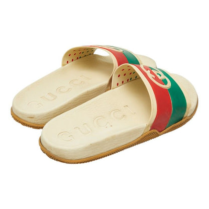 Gucci Interlocking Slide Sandals Shower Beige Green Red Rubber