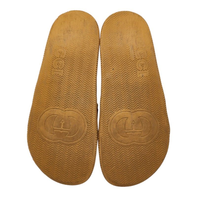Gucci Interlocking Slide Sandals Shower Beige Green Red Rubber
