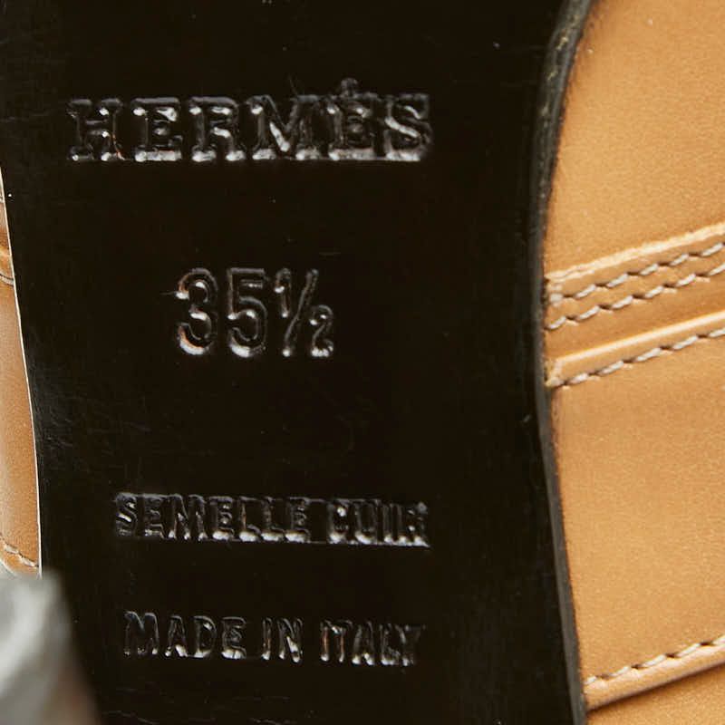 Hermes Strap Lace Up Ankle Bootie 35.5 Brown Leather Boot