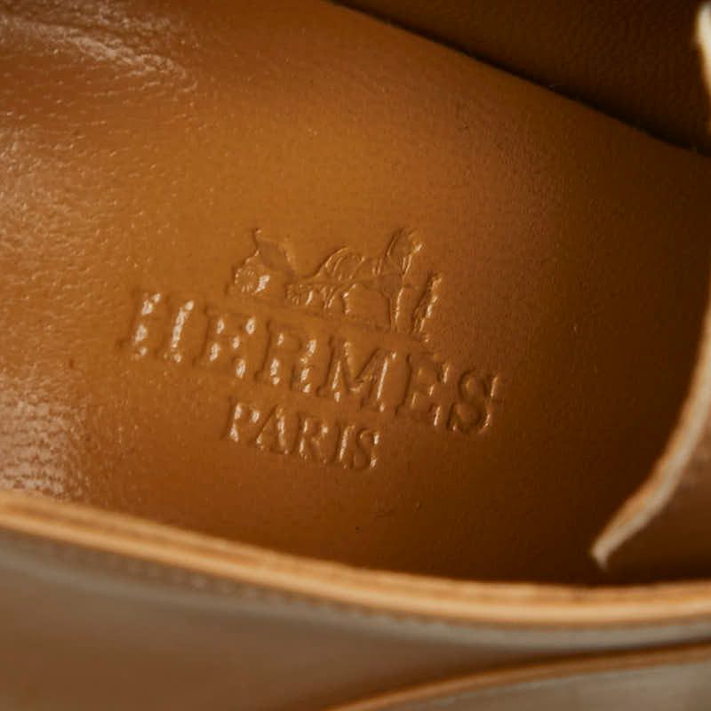 Hermes Strap Lace Up Ankle Bootie 35.5 Brown Leather Boot