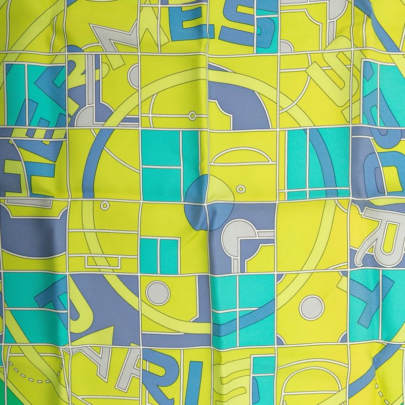 Hermes Carre 45 Petit Sport Sports Scarf Blue Multicolor Silk