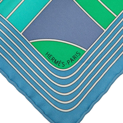 Hermes Carre 45 Petit Sport Sports Scarf Blue Multicolor Silk