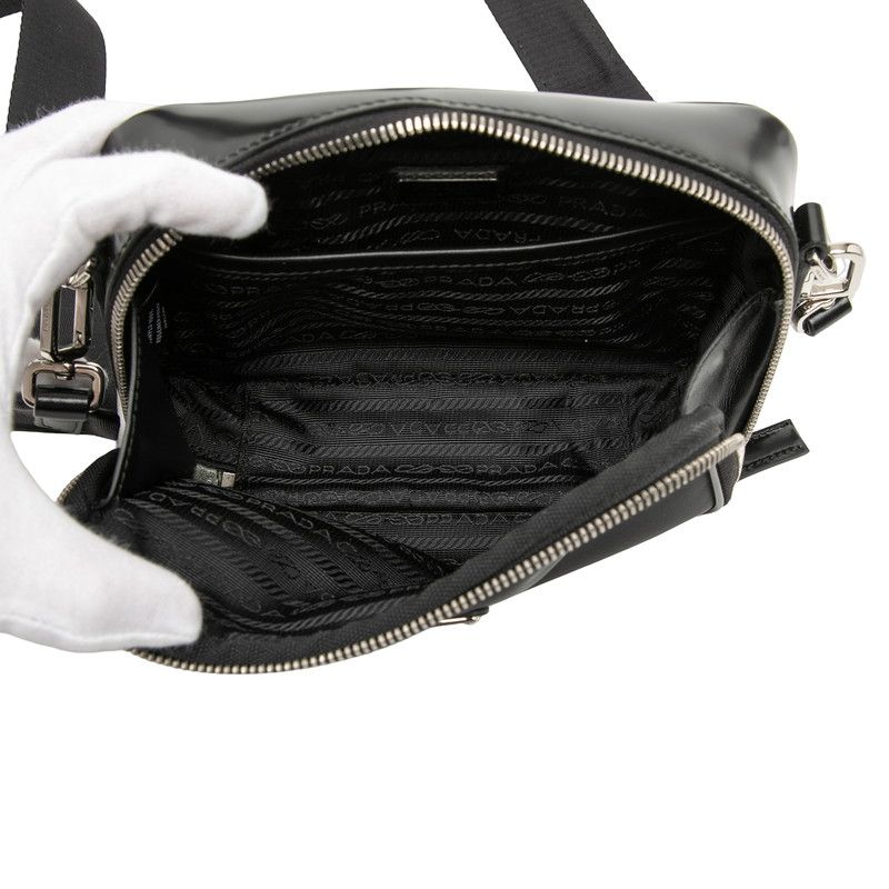 Prada Triangle Logo Re-Nylon Shoulder Bag Black Nylon Patent