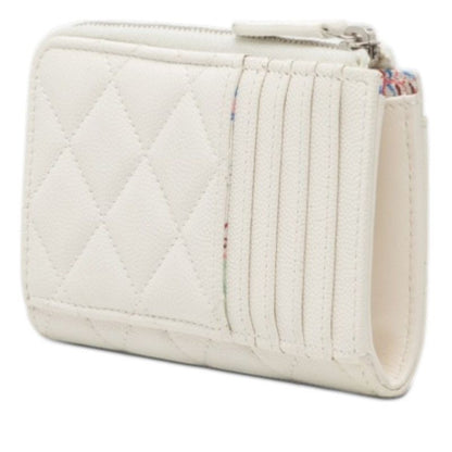 Chanel CC Logo Quilted Card Case Coin Fragment White Caviar Leather