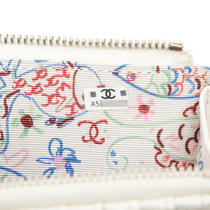 Chanel CC Logo Quilted Card Case Coin Fragment White Caviar Leather