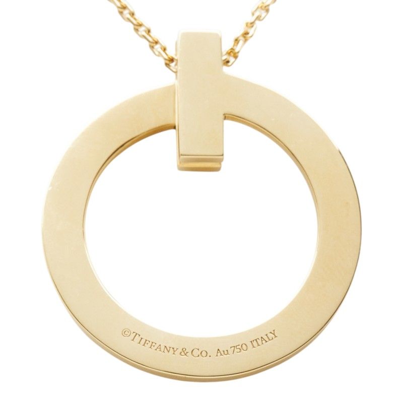 Tiffany & Co T One Circle Pendant Large Necklace 18k Yellow Gold