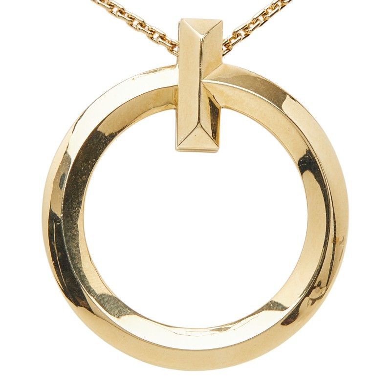 Tiffany & Co T One Circle Pendant Large Necklace 18k Yellow Gold