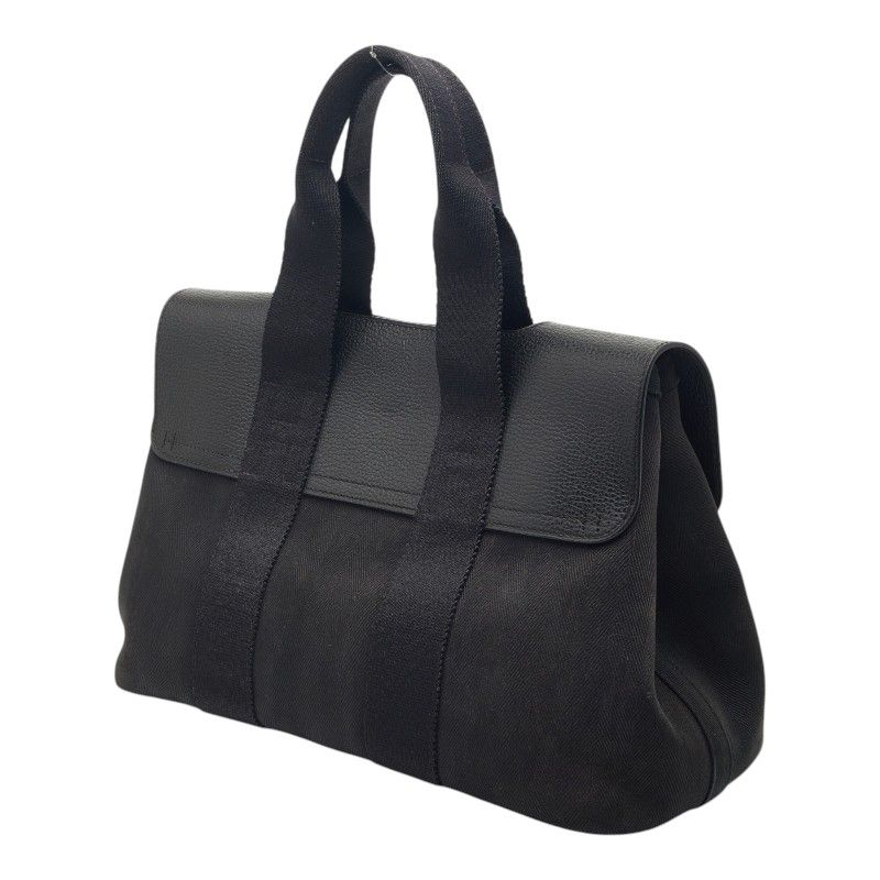 Hermes Valparaiso PM Handbag Black Toilet Blanc Leather Canvas