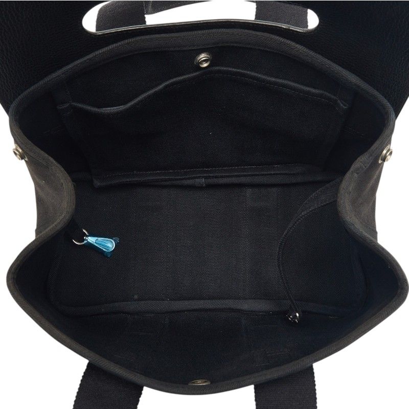 Hermes Valparaiso PM Handbag Black Toilet Blanc Leather Canvas