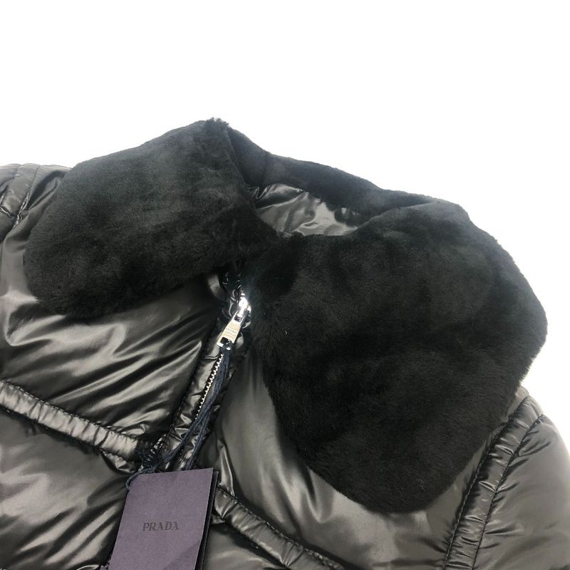 Prada Down Jacket Triangle Plate Nylon Black