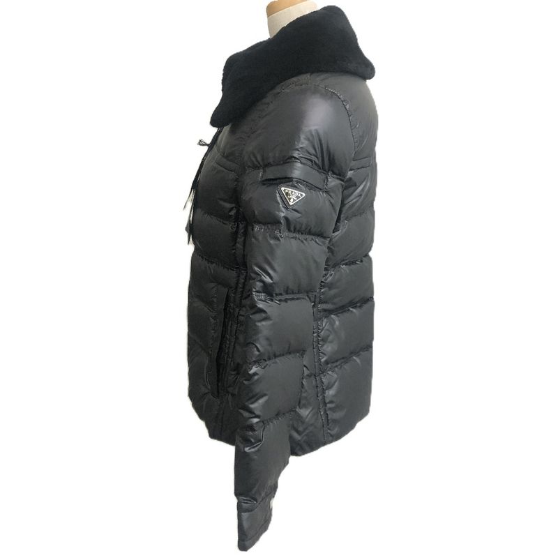 Prada Down Jacket Triangle Plate Nylon Black
