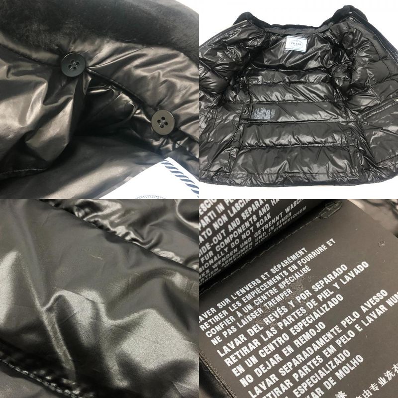 Prada Down Jacket Triangle Plate Nylon Black