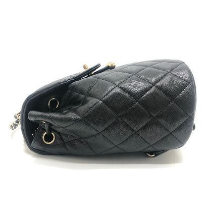 Chanel Backpack Quilted CC Logo Caviar Leather Black