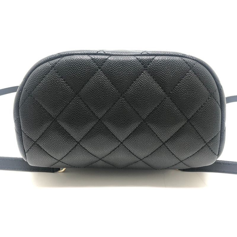 Chanel Backpack Quilted CC Logo Caviar Leather Black