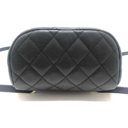 Chanel Backpack Quilted CC Logo Caviar Leather Black