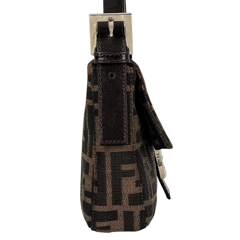 Fendi Zucca Pattern Mamma Baguette Shoulder Bag Canvas Brown