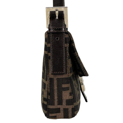 Fendi Zucca Pattern Mamma Baguette Shoulder Bag Canvas Brown