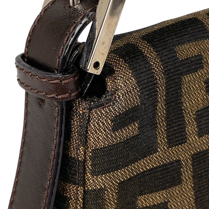 Fendi Zucca Pattern Mamma Baguette Shoulder Bag Canvas Brown