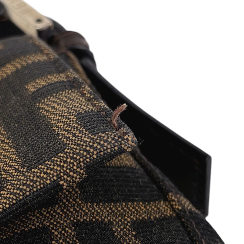 Fendi Zucca Pattern Mamma Baguette Shoulder Bag Canvas Brown