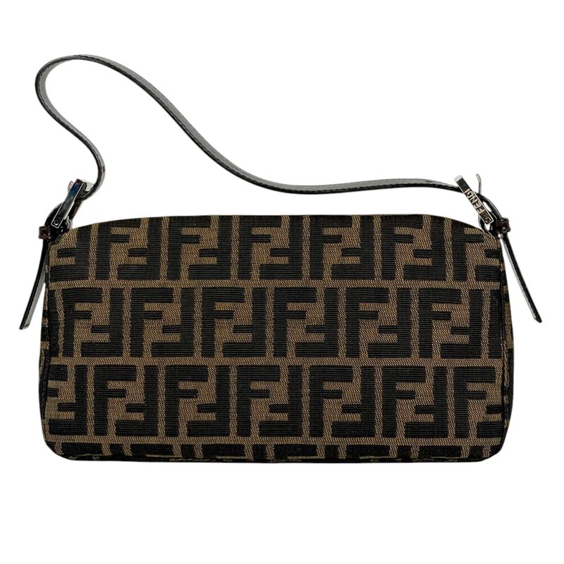 Fendi Zucca Pattern Mamma Baguette Shoulder Bag Canvas Brown