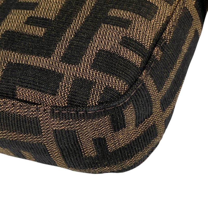 Fendi Zucca Pattern Mamma Baguette Shoulder Bag Canvas Brown