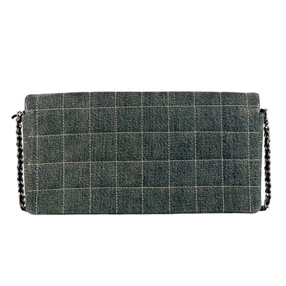 Chanel Choco Bar Chain Shoulder Bag CC Logo Denim Blue