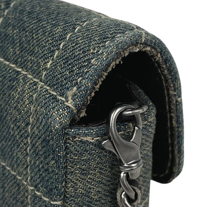 Chanel Choco Bar Chain Shoulder Bag CC Logo Denim Blue
