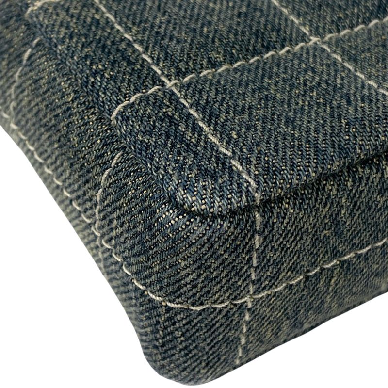 Chanel Choco Bar Chain Shoulder Bag CC Logo Denim Blue