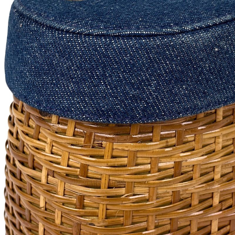 Chanel CC Logo Chain Shoulder Bag Basket Bag Rattan Brown Blue